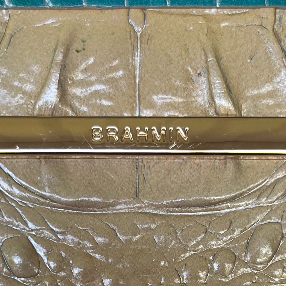 Brahmin Teal to Cream Ombre Croc-Embossed Tote with Dust bag and incert - Picture 6 of 16